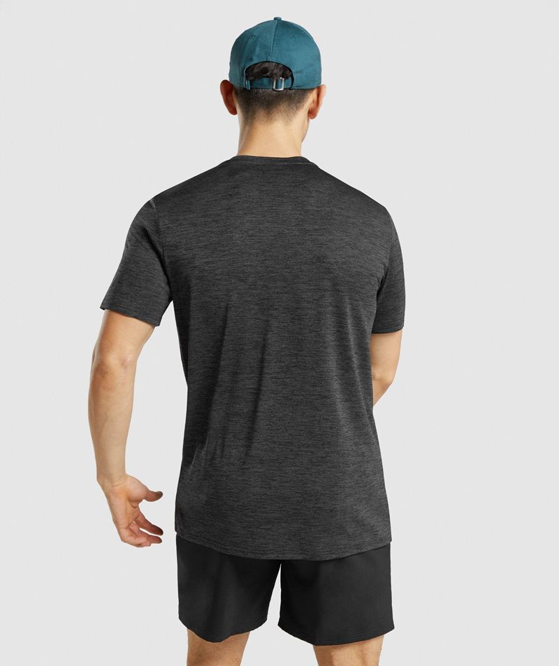 Men's Gymshark Arrival Marl T-Shirts Black | USA  7894-EBPKM