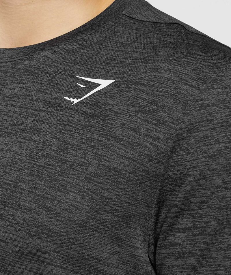 Men's Gymshark Arrival Marl T-Shirts Black | USA  7894-EBPKM