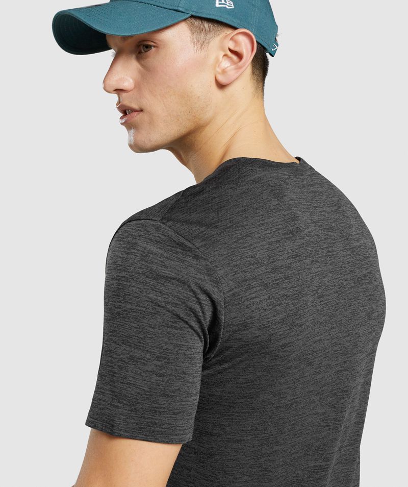 Men's Gymshark Arrival Marl T-Shirts Black | USA  7894-EBPKM