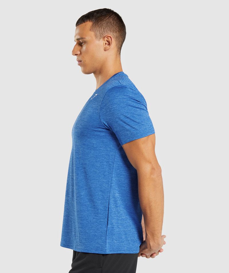 Men's Gymshark Arrival Marl T-Shirts Blue | USA  3125-ZNBUO