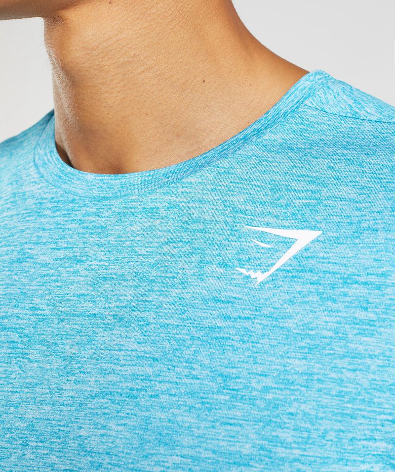 Men's Gymshark Arrival Marl T-Shirts Blue | USA  4217-FBRJP