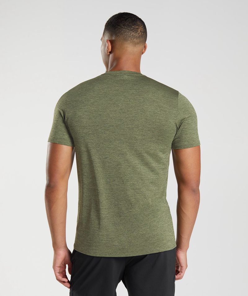 Men's Gymshark Arrival Marl T-Shirts Olive | USA  9082-TOVYU