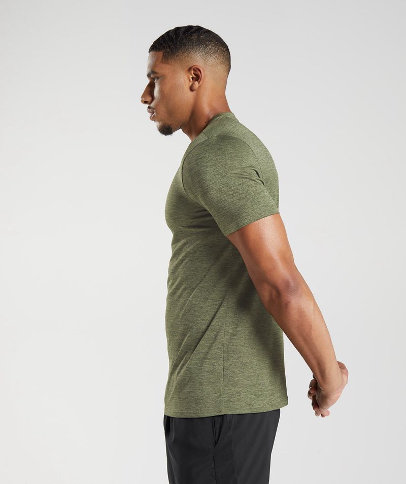 Men's Gymshark Arrival Marl T-Shirts Olive | USA  9082-TOVYU