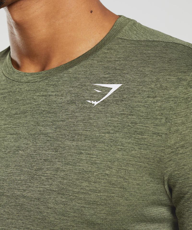 Men's Gymshark Arrival Marl T-Shirts Olive | USA  9082-TOVYU