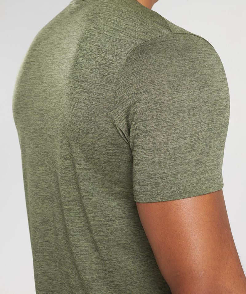 Men's Gymshark Arrival Marl T-Shirts Olive | USA  9082-TOVYU