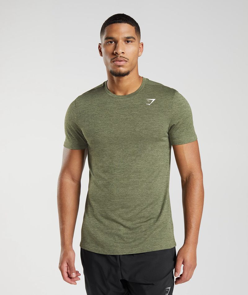 Men\'s Gymshark Arrival Marl T-Shirts Olive | USA  9082-TOVYU