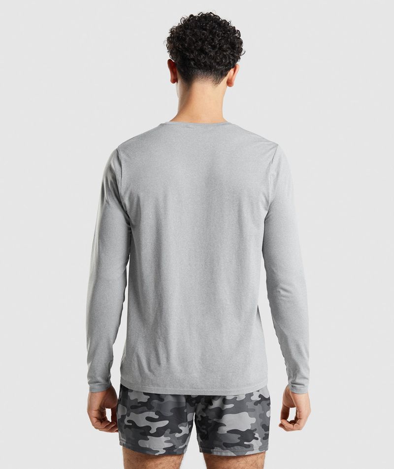 Men's Gymshark Arrival Seamless Long Sleeve T-Shirts Grey | USA  0948-BITWZ