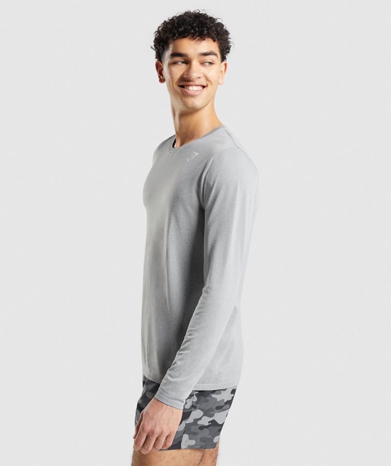 Men's Gymshark Arrival Seamless Long Sleeve T-Shirts Grey | USA  0948-BITWZ