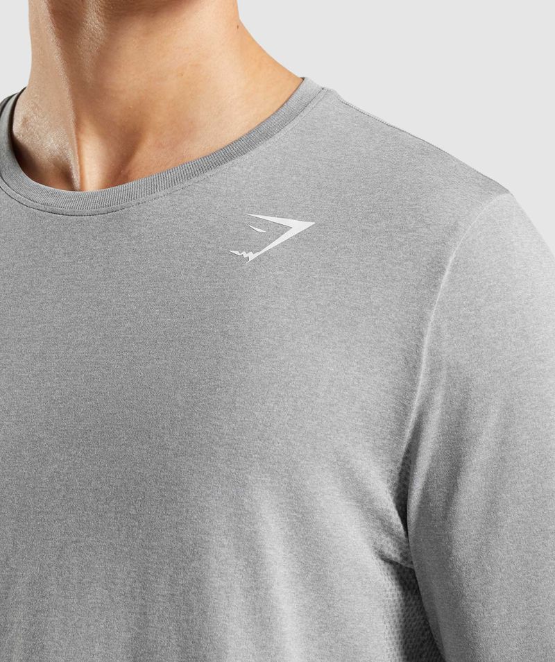 Men's Gymshark Arrival Seamless Long Sleeve T-Shirts Grey | USA  0948-BITWZ