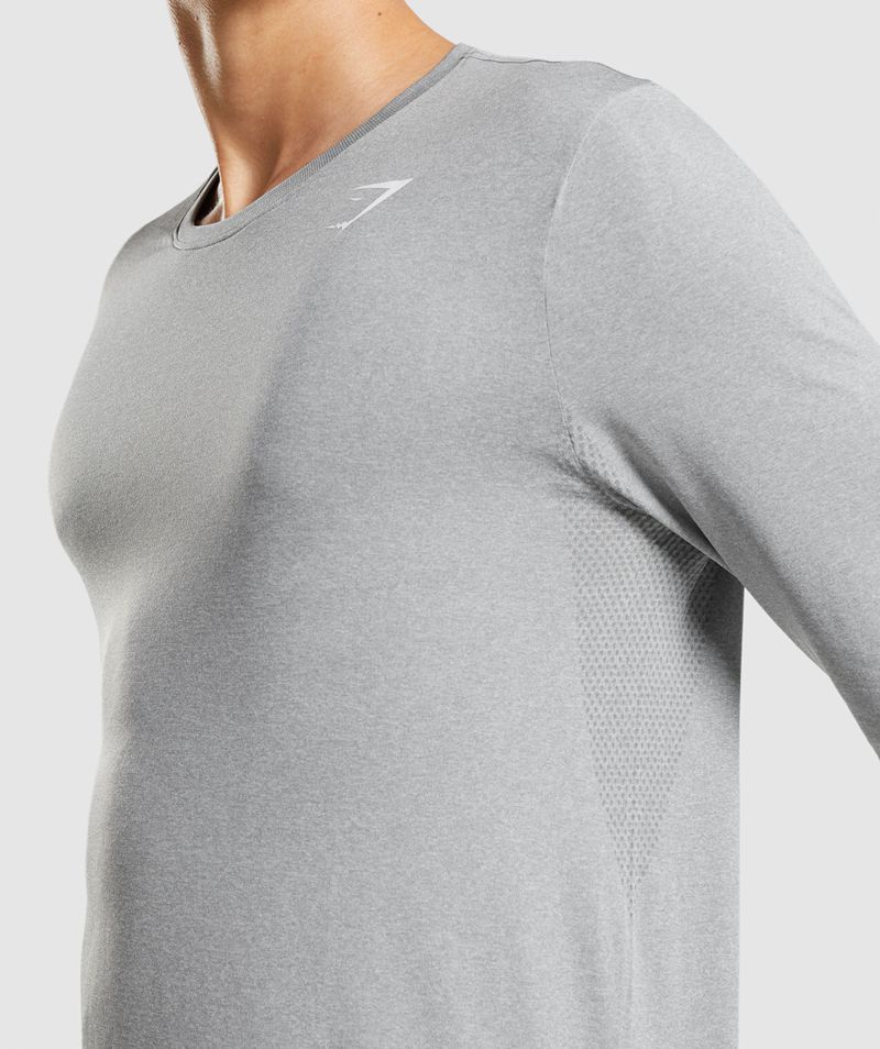 Men's Gymshark Arrival Seamless Long Sleeve T-Shirts Grey | USA  0948-BITWZ