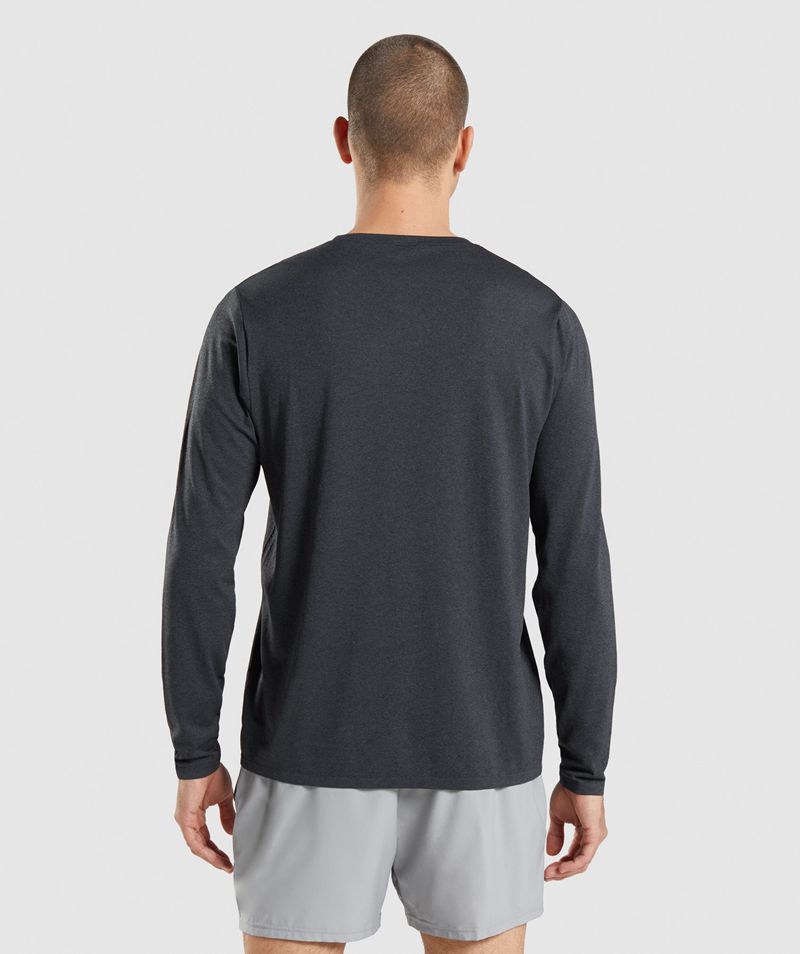 Men's Gymshark Arrival Seamless Long Sleeve T-Shirts Black | USA  2587-UVZGB