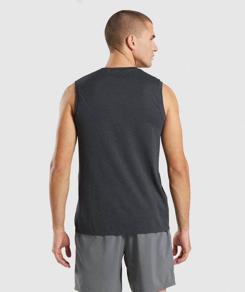 Men's Gymshark Arrival Seamless Tank Tops Black | USA  5970-FPYVW