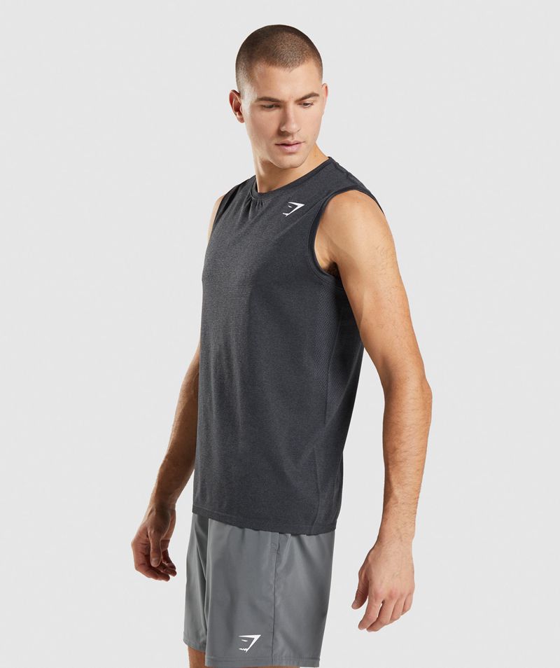 Men's Gymshark Arrival Seamless Tank Tops Black | USA  5970-FPYVW