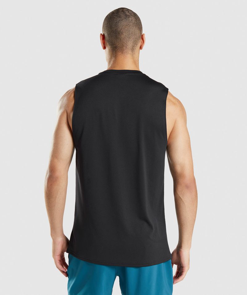 Men's Gymshark Arrival Sleeveless T-Shirts Black | USA  1984-WVFEN