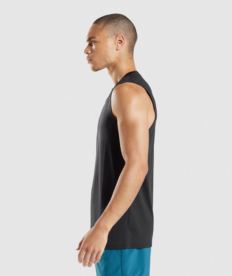 Men's Gymshark Arrival Sleeveless T-Shirts Black | USA  1984-WVFEN