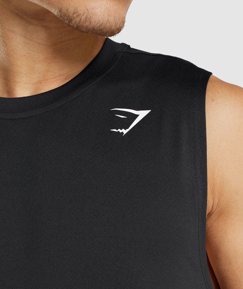 Men's Gymshark Arrival Sleeveless T-Shirts Black | USA  1984-WVFEN