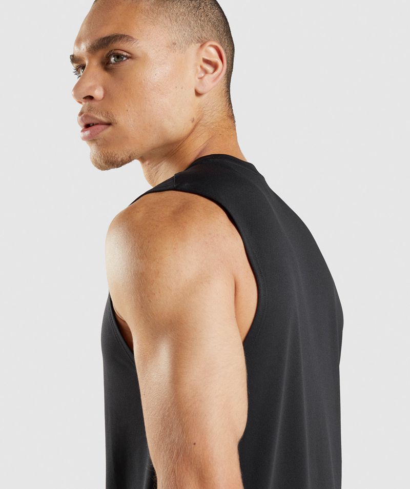 Men's Gymshark Arrival Sleeveless T-Shirts Black | USA  1984-WVFEN