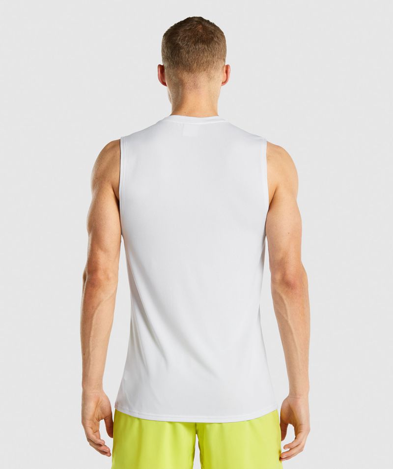 Men's Gymshark Arrival Sleeveless T-Shirts White | USA  5834-ICLNW