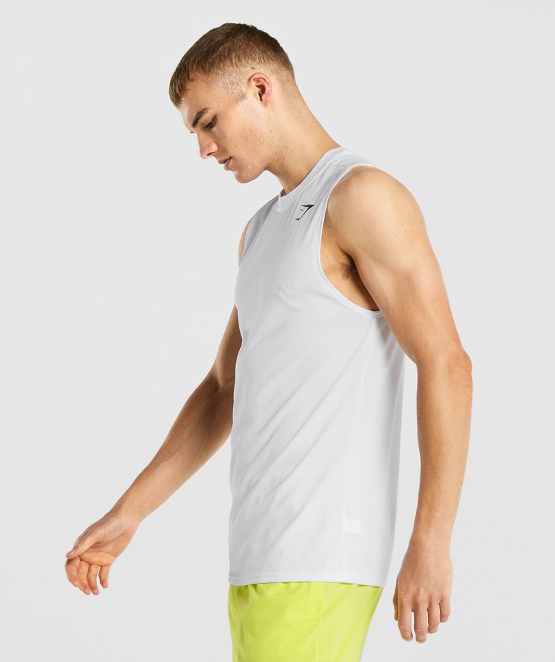 Men's Gymshark Arrival Sleeveless T-Shirts White | USA  5834-ICLNW