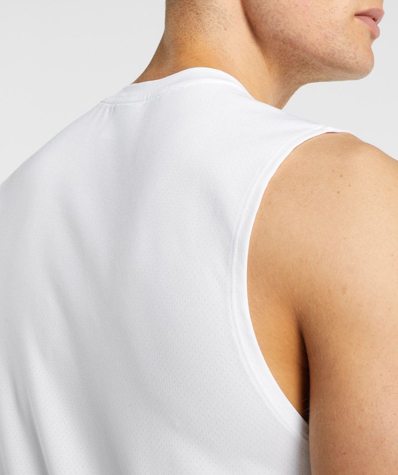 Men's Gymshark Arrival Sleeveless T-Shirts White | USA  5834-ICLNW