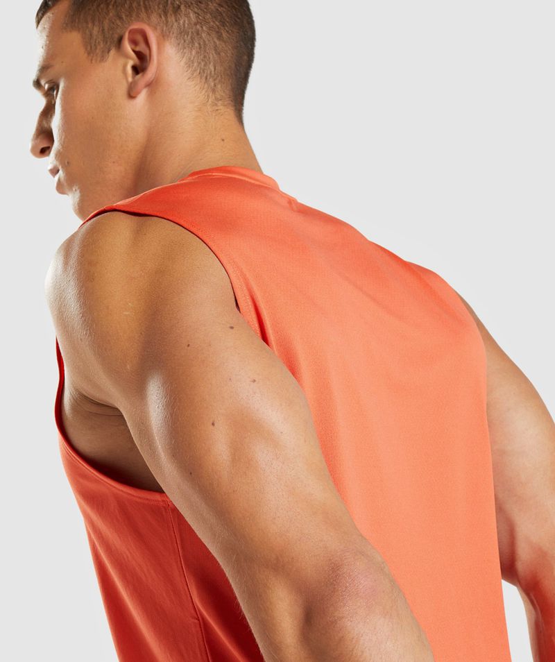 Men's Gymshark Arrival Sleeveless T-Shirts Orange | USA  9465-FNKIV