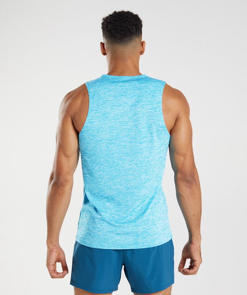 Men's Gymshark Arrival Slim Marl Tank Tops Blue | USA  1629-WKIHP