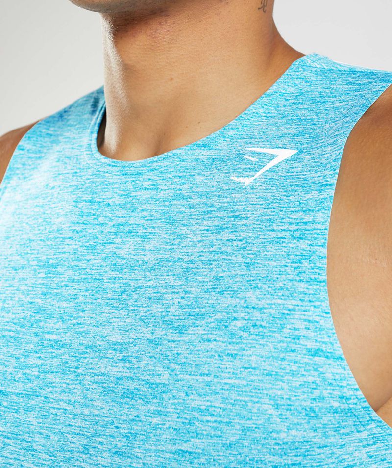 Men's Gymshark Arrival Slim Marl Tank Tops Blue | USA  1629-WKIHP