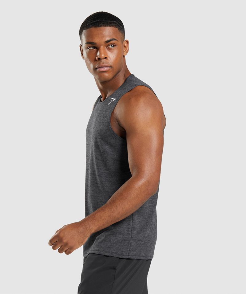 Men's Gymshark Arrival Slim Marl Tank Tops Black | USA  7461-SHTKI