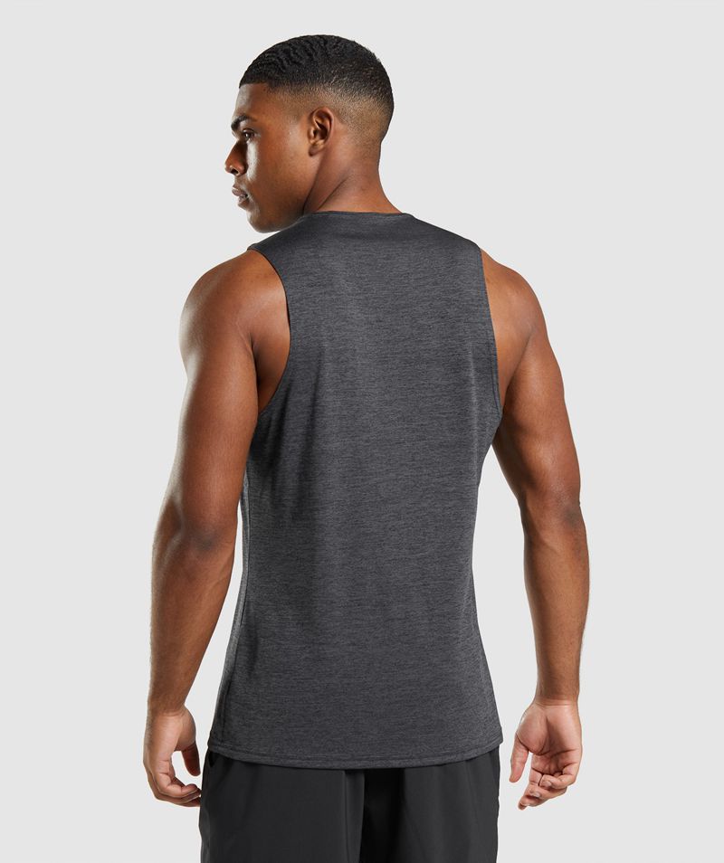 Men's Gymshark Arrival Slim Marl Tank Tops Black | USA  7461-SHTKI