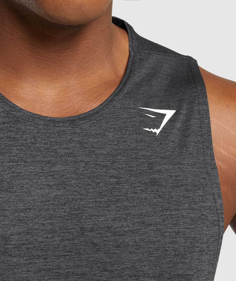 Men's Gymshark Arrival Slim Marl Tank Tops Black | USA  7461-SHTKI