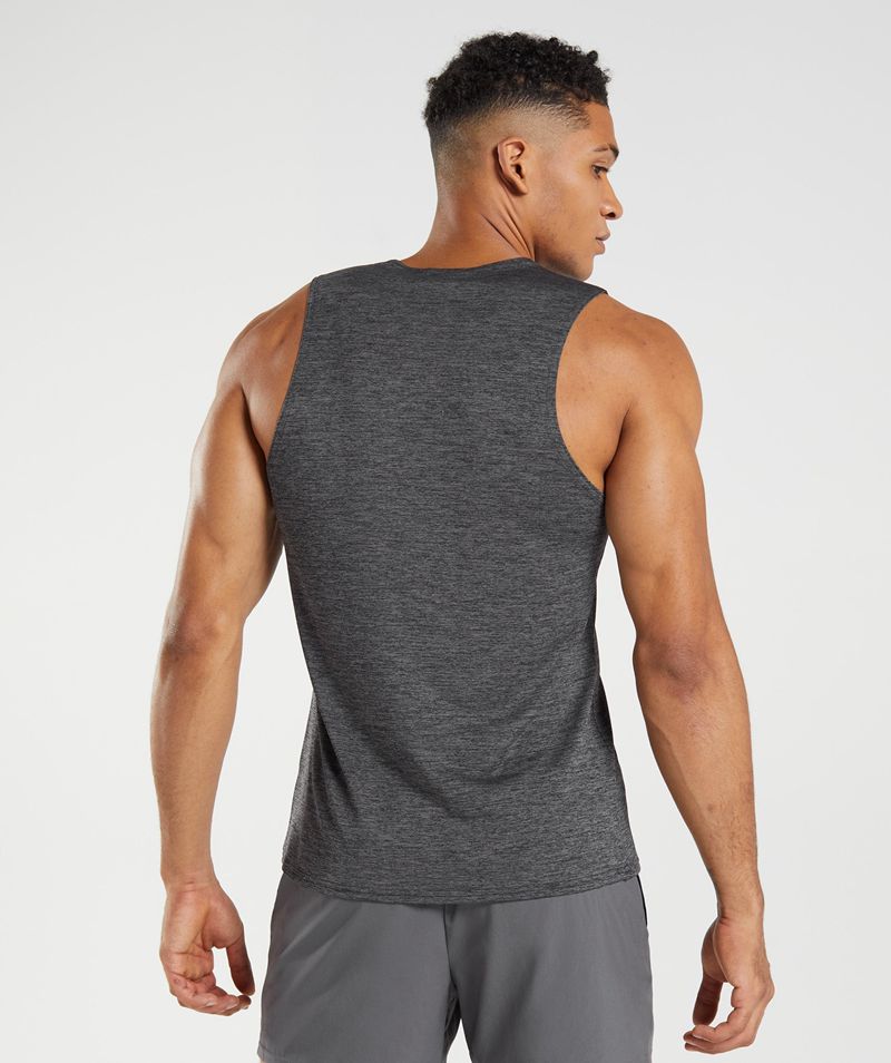 Men's Gymshark Arrival Slim Marl Tank Tops Black | USA  8617-IUQDF