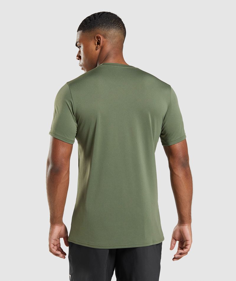 Men's Gymshark Arrival T-Shirts Olive | USA  5218-FPLWU