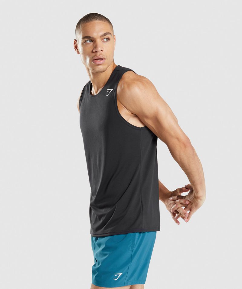 Men's Gymshark Arrival Tank Tops Black | USA  8537-IGBUT