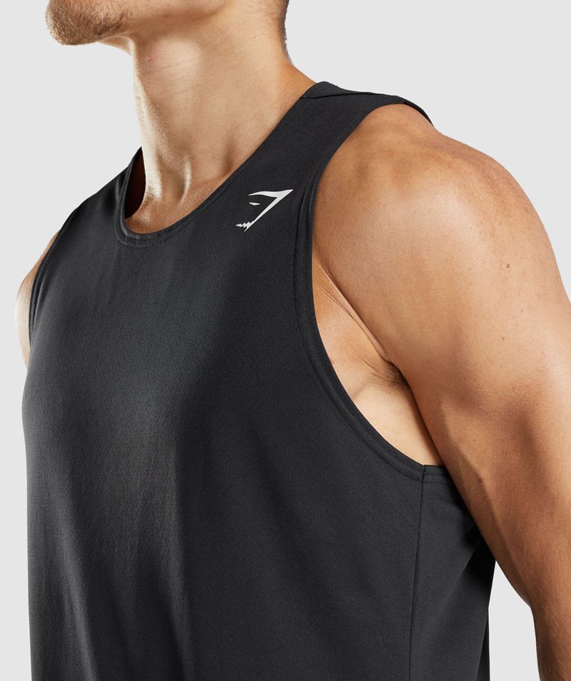 Men's Gymshark Arrival Tank Tops Black | USA  8537-IGBUT