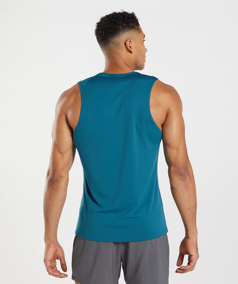 Men's Gymshark Arrival Tank Tops Blue | USA  8047-KIFQB