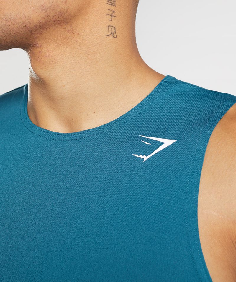 Men's Gymshark Arrival Tank Tops Blue | USA  8047-KIFQB