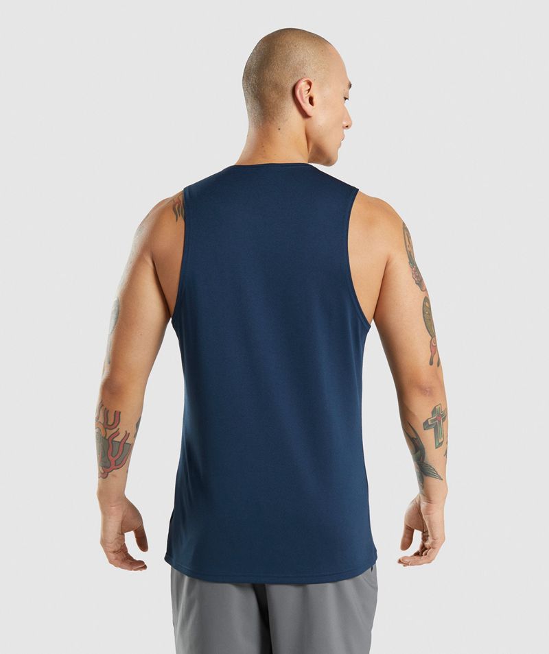 Men's Gymshark Arrival Tank Tops Navy | USA  8167-QZAUX