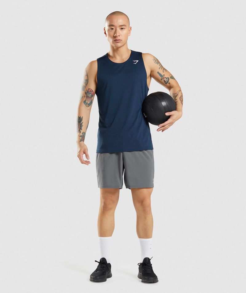 Men's Gymshark Arrival Tank Tops Navy | USA  8167-QZAUX