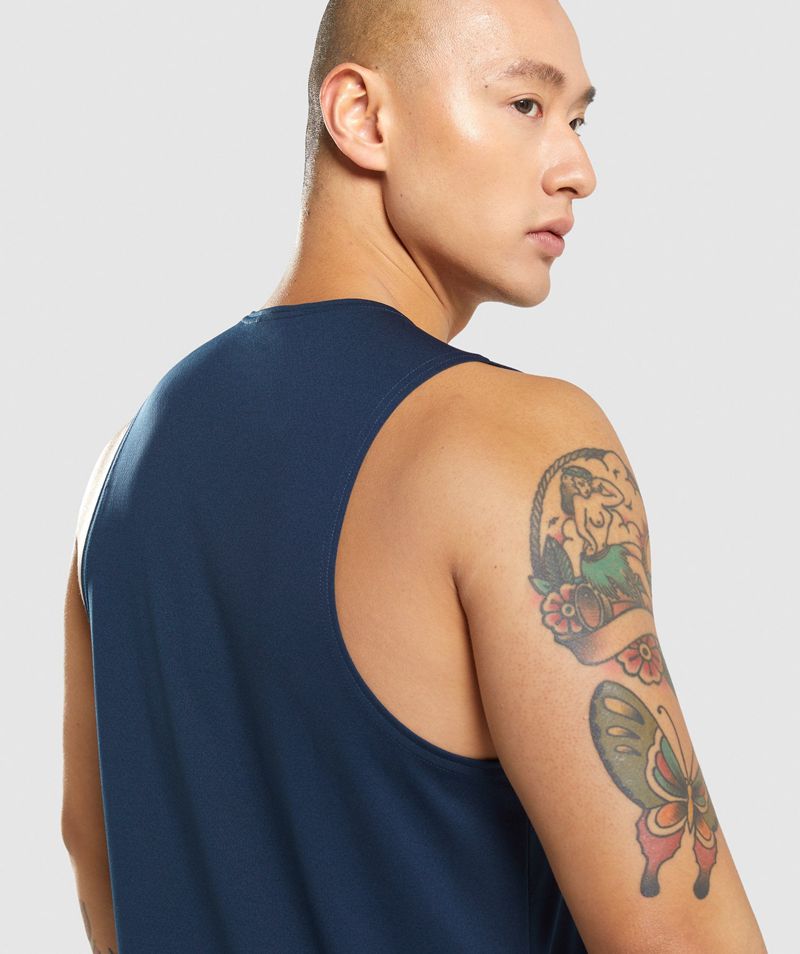 Men's Gymshark Arrival Tank Tops Navy | USA  8167-QZAUX