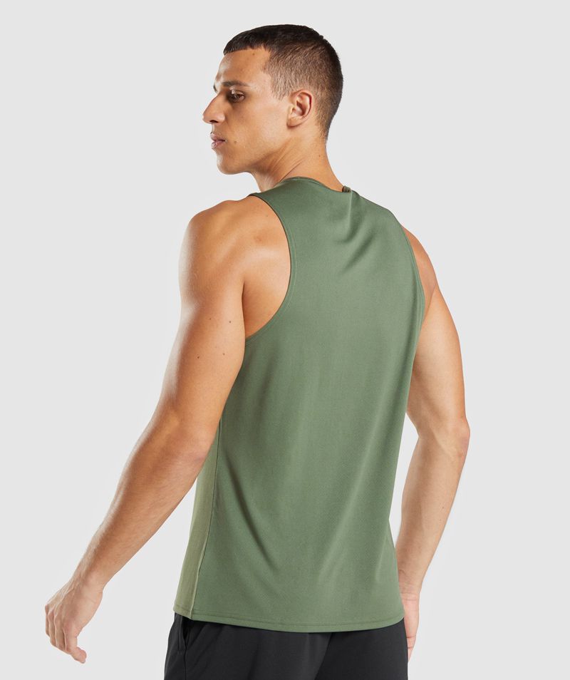 Men's Gymshark Arrival Tank Tops Olive | USA  6971-LWJYM