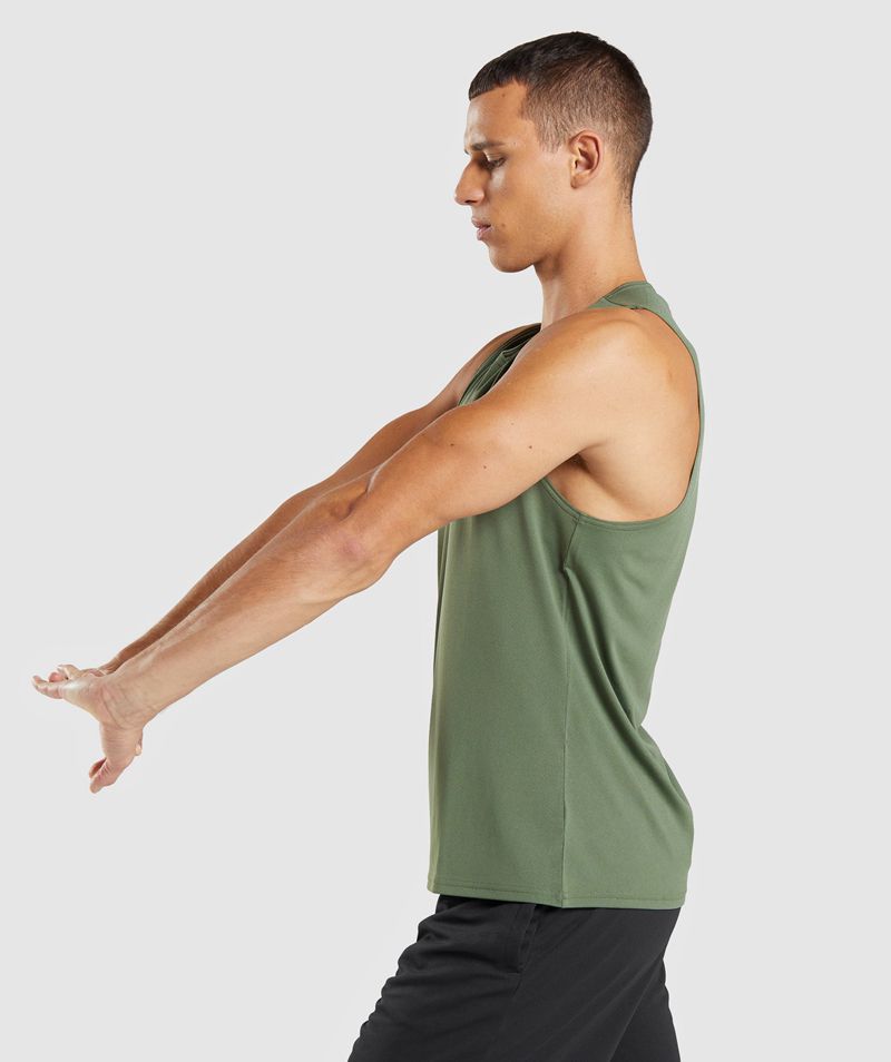 Men's Gymshark Arrival Tank Tops Olive | USA  6971-LWJYM