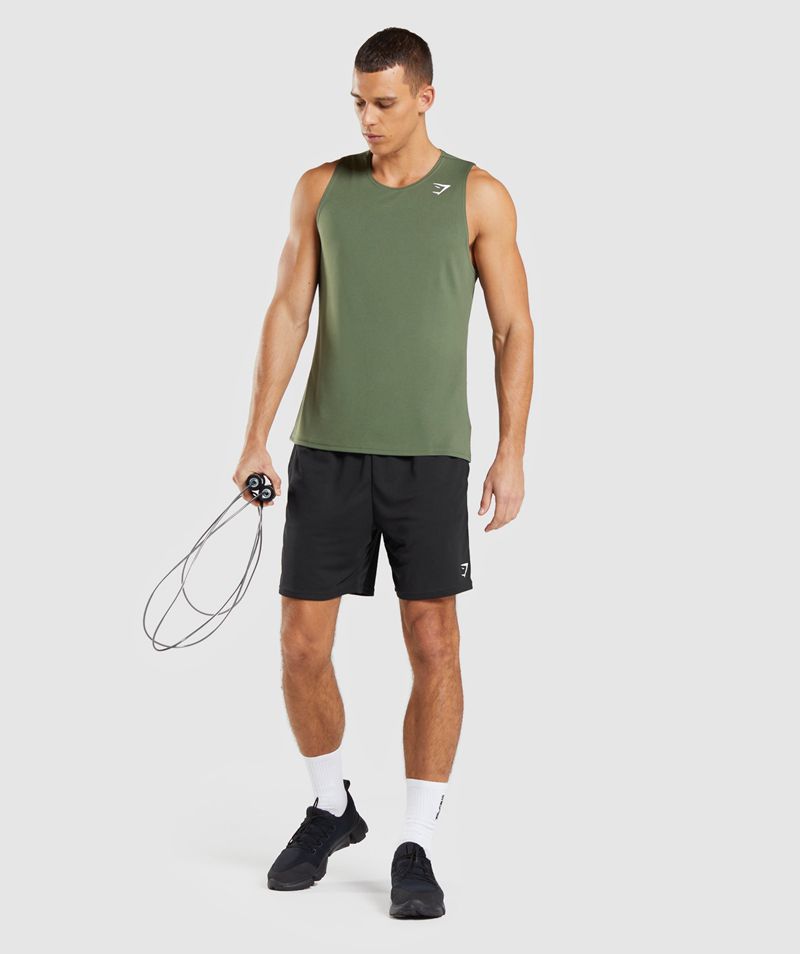 Men's Gymshark Arrival Tank Tops Olive | USA  6971-LWJYM