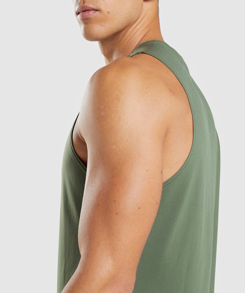 Men's Gymshark Arrival Tank Tops Olive | USA  6971-LWJYM