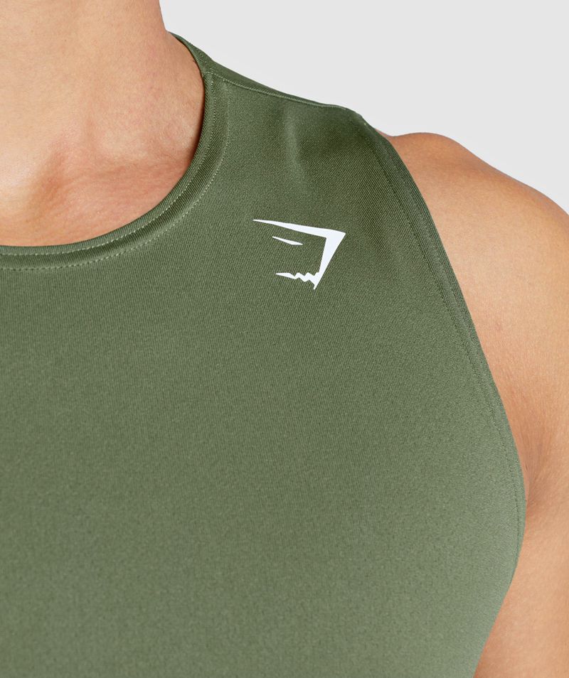 Men's Gymshark Arrival Tank Tops Olive | USA  6971-LWJYM