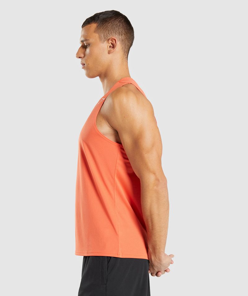 Men's Gymshark Arrival Tank Tops Orange | USA  7290-HQKVE