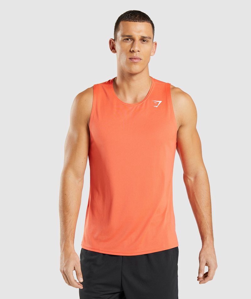 Men\'s Gymshark Arrival Tank Tops Orange | USA  7290-HQKVE