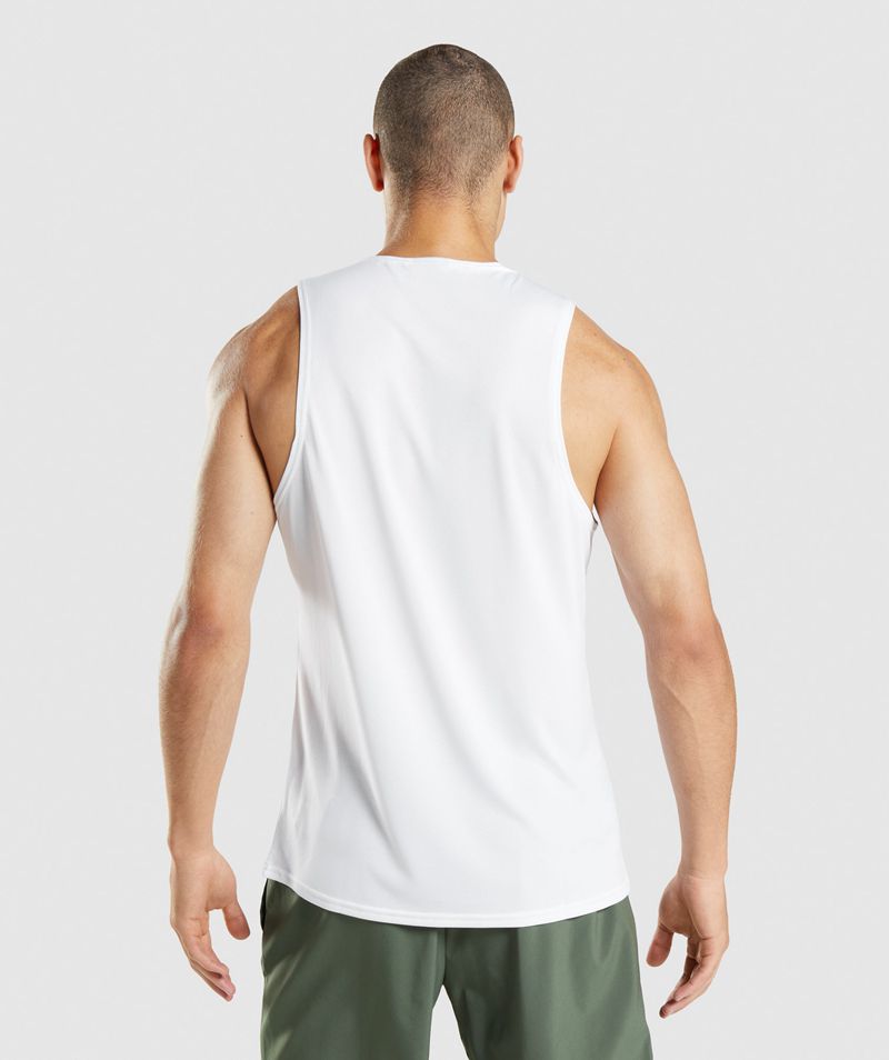 Men's Gymshark Arrival Tank Tops White | USA  6128-OZAMB