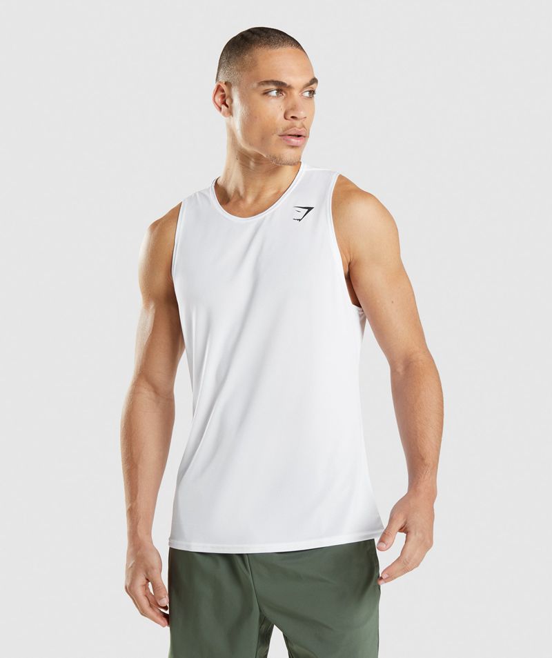 Men\'s Gymshark Arrival Tank Tops White | USA  6128-OZAMB