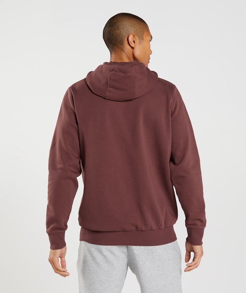 Men's Gymshark Block Hoodie Burgundy | USA  4731-JKVYM