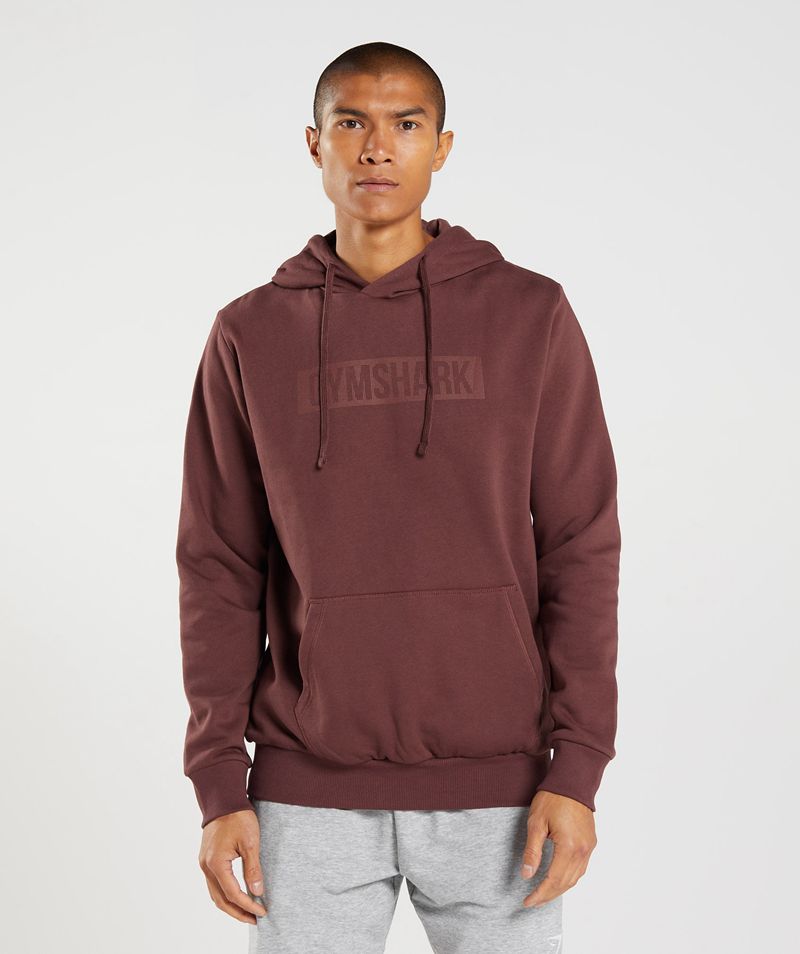 Men\'s Gymshark Block Hoodie Burgundy | USA  4731-JKVYM